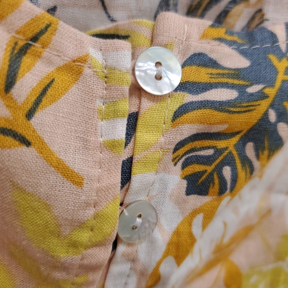 3 Piece Linen Set Matching Pants Tank Collared Shirt NWOT Floral Nicole Miller - Picture 4 of 10